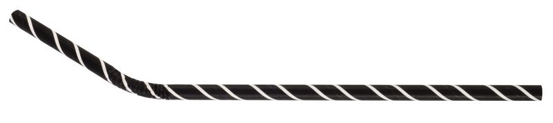 Palhinhas flexivel de papel riscas pretas 210x6  pack 100 unidades