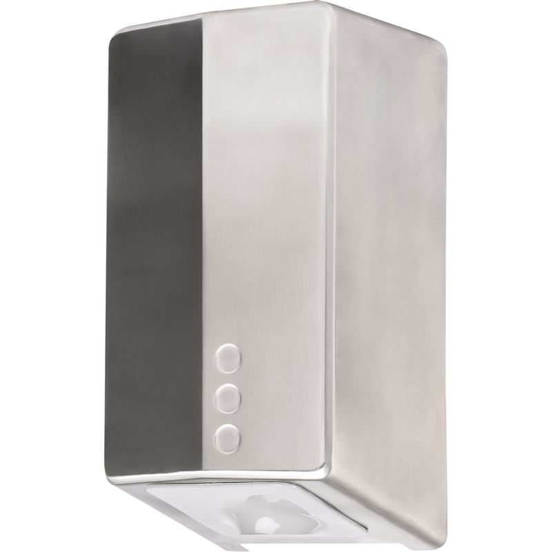 Secador de m�os FUGA EVO de a�o inoxid�vel com sensor electr�nico e luzes LED UVC. Acabamento escovado