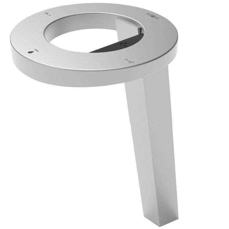 Conjunto de bancada CONCEPT� com secador de m�os, dispensador de sabonete l�quido e torneira. Base alta. Acabamento escovado