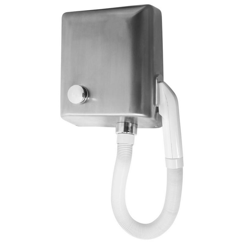 Secador de Cabelo Parede Tipo Mangueira 800W Inox Escovado 