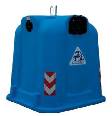 Contentor grande volume 3,2 m3, 4 pegas, quadrado, azul