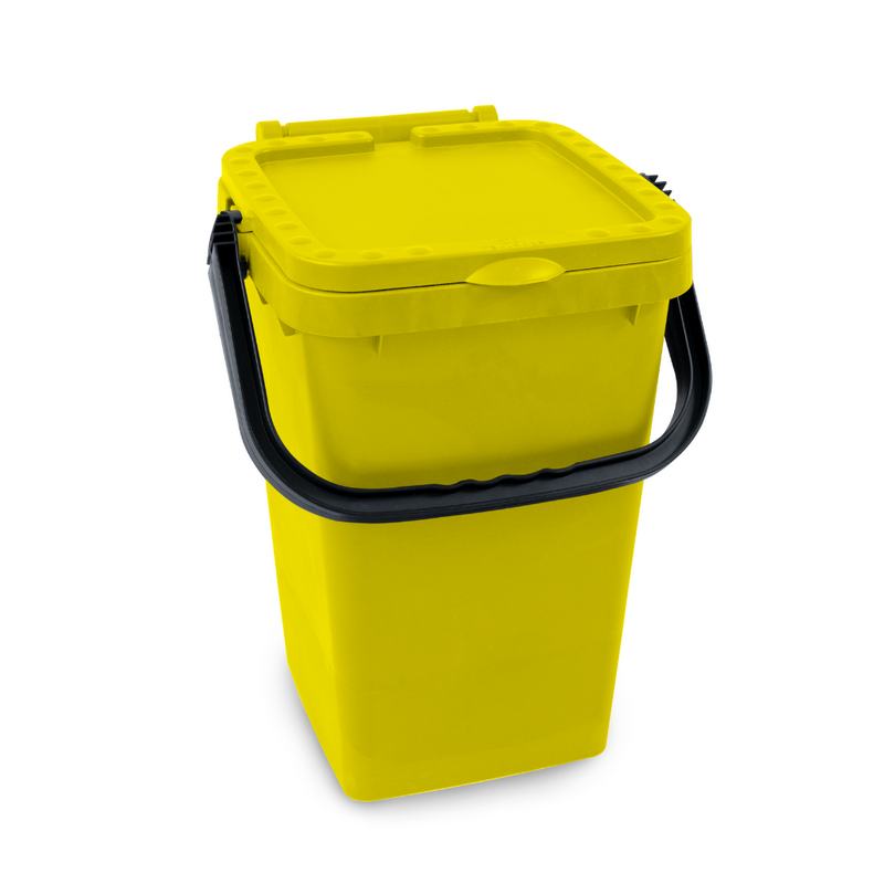 Contentor Porta-a-porta 35 L, Amarelo com pega de pl�stico preta