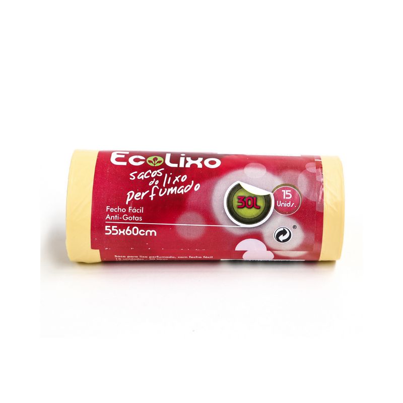 Rolo Sacos Lixo Amarelo 55X60cm Perf  30 Lt 15 Unidades Ecolixo