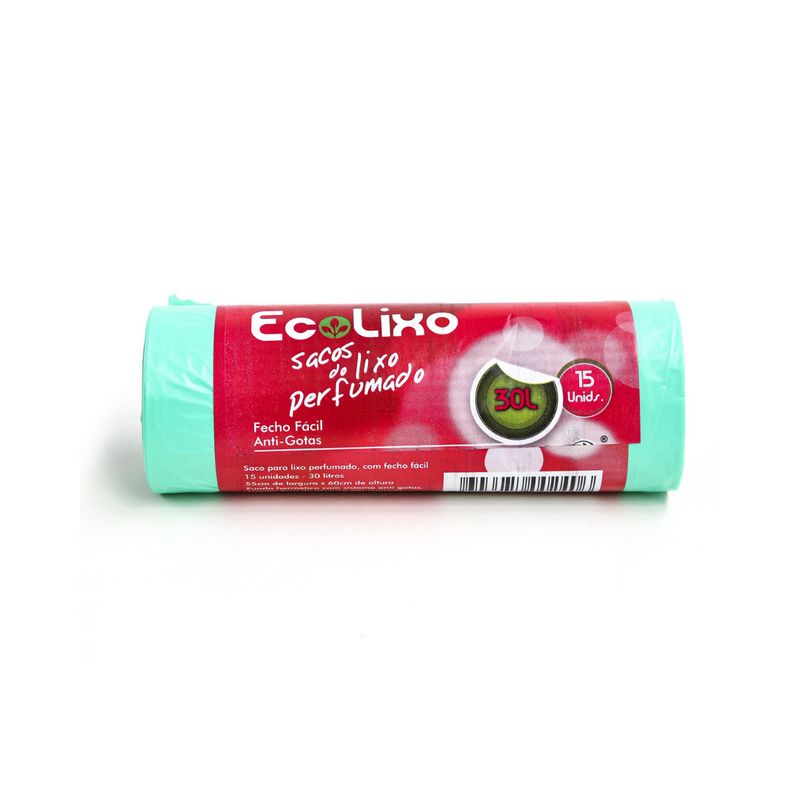 Rolo Sacos Lixo Verde 55X60cm Perf  30 Lt 15 Unidades Ecolixo