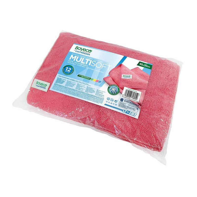 Pano De Microfibra Multiusos BAYECO PRO MULTISOFT Vermelho Pack 12 Unidades 