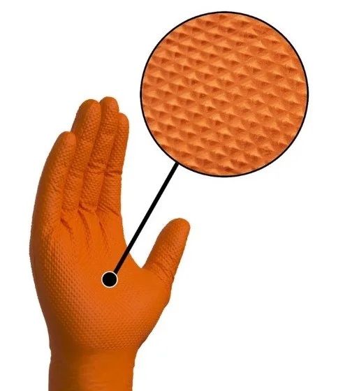 Luvas de nitrilo Diamanticecs PF Laranja  Sem P Grandes Pack 100 Unidades