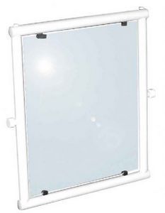 Espelho adaptado ajustável c/ moldura alumínio e nylon branco 