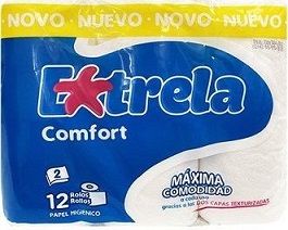 Papel higienico Estrela Confort 2 F Emb 9 x12 = 12 MT 108 Rolo