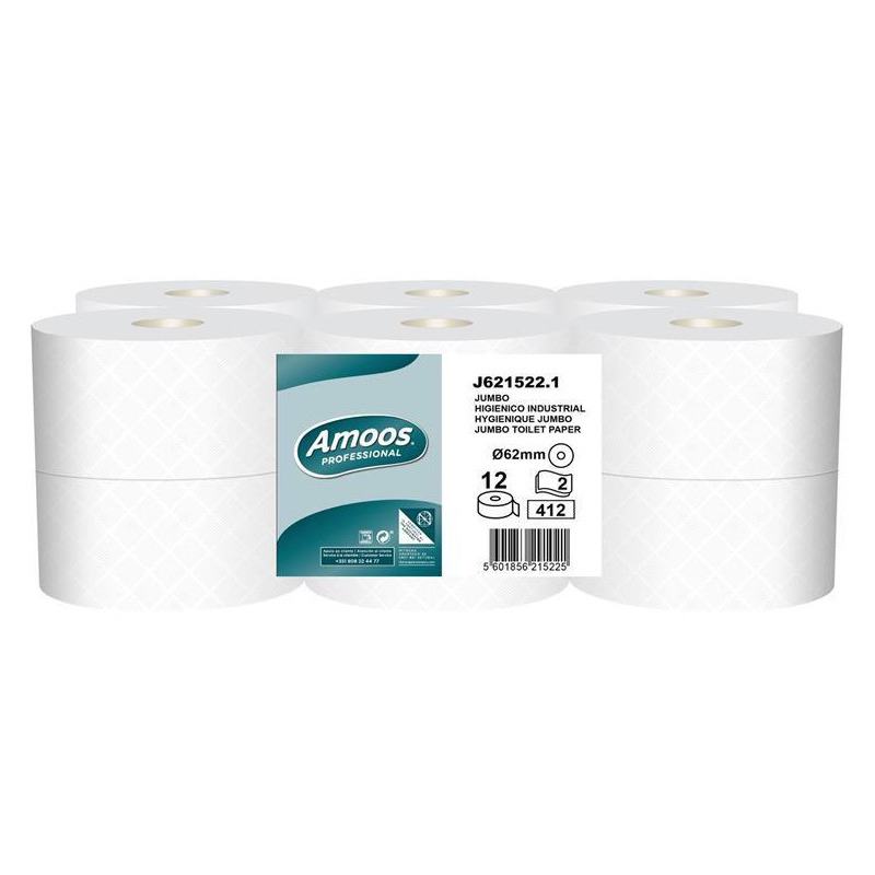 Papel Higi�nico Jumbo 2F AMOOS Profissional  412S - 144 Mt Pack 12 Rolos
