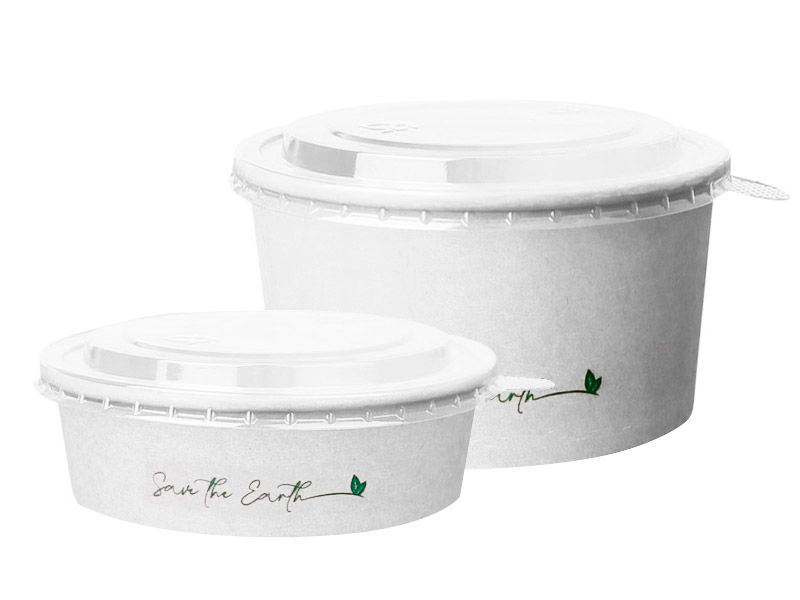 Saladeira +Tampa rPET 500 Ml  KRAFT Branco  Manga  25  Unidades