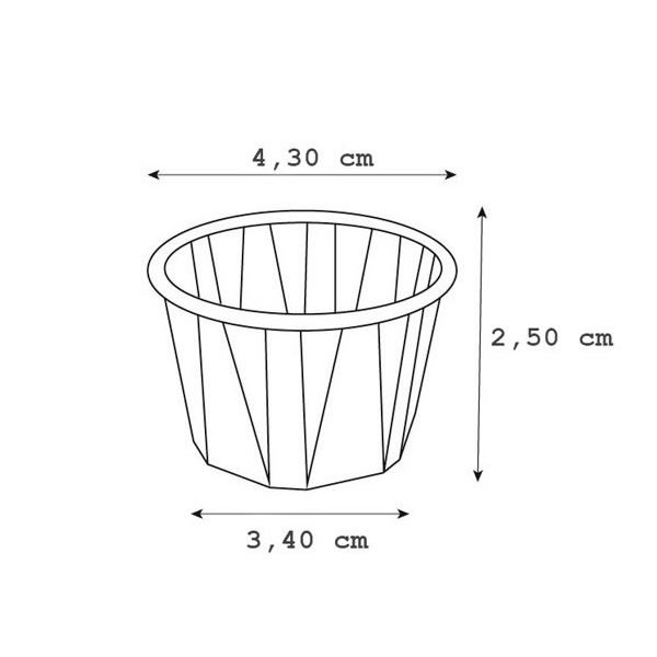 Molheira de papel plissado Kraft 0,75 - OZ - 22 ML Pack 250 Unidades