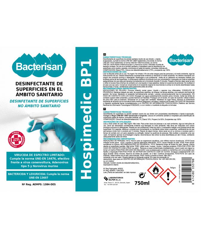 Desinfetante Hospimedic BP1 750ml Caixa 15 Unidades
