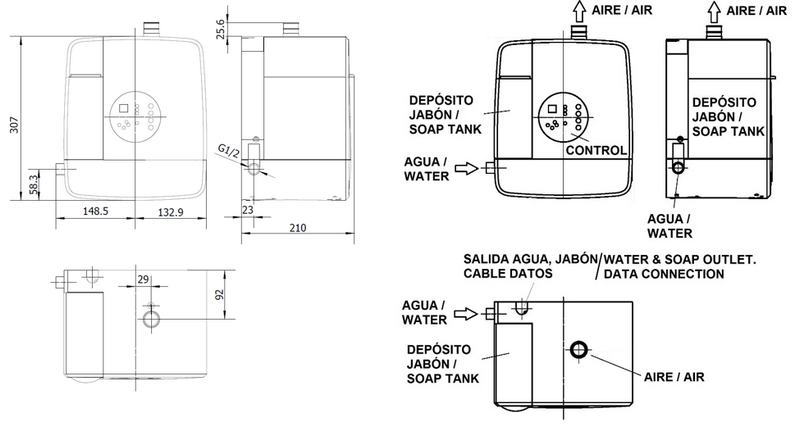 Conjunto de bancada CONCEPT� com secador de m�os, doseador de  sab�o l�quido e torneira. Acabamento preto